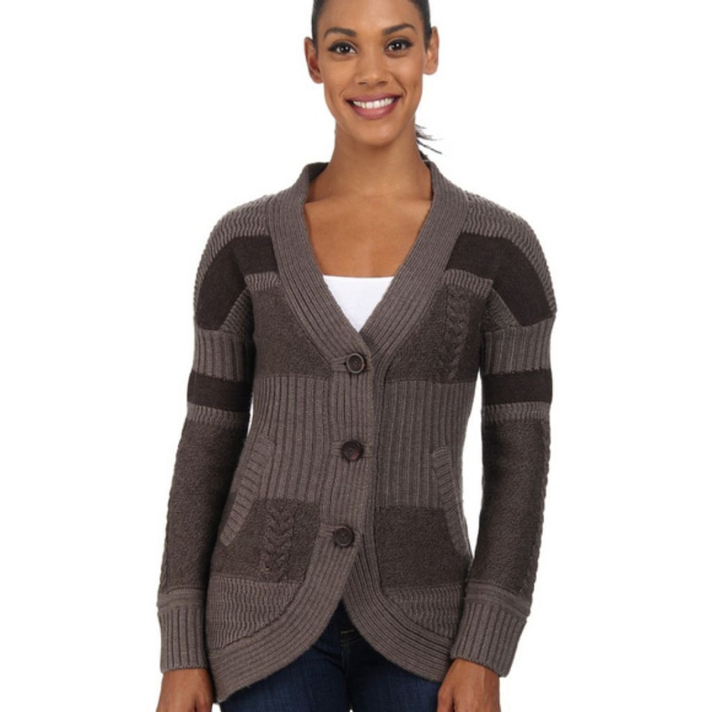 Smartwool Women's Meran Long Cardigan Sweater Chocolate Heather fitted large